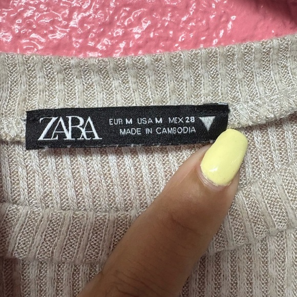 Zara Cream Tie Front Fitted Blouse - Picture 5 of 5